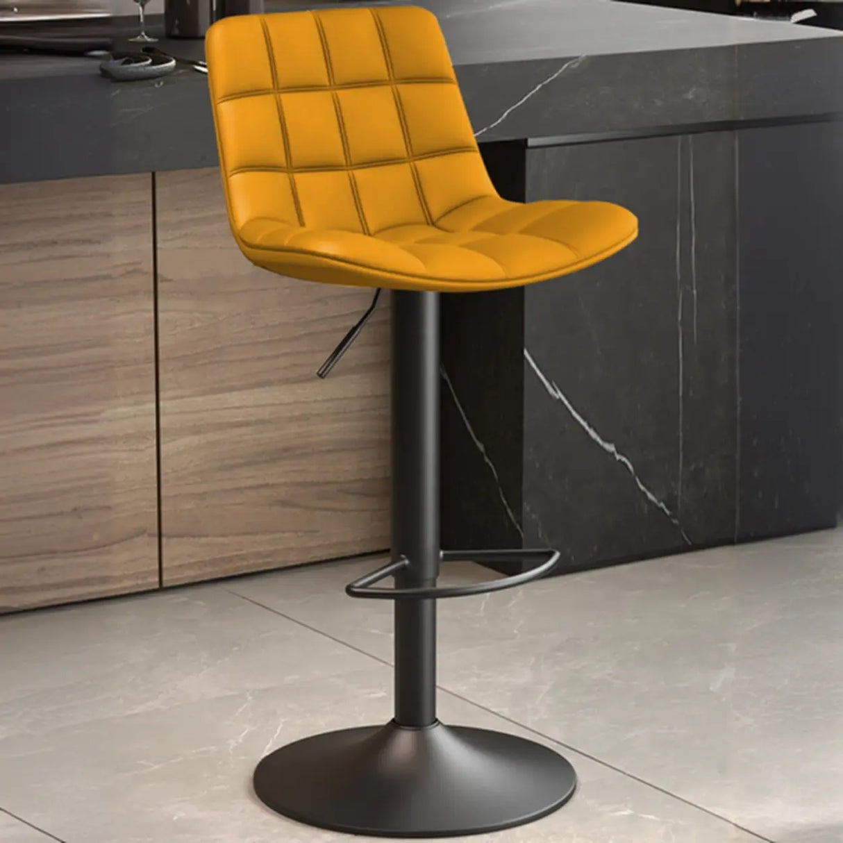 Swivel Faux Leather Saddle Seat Bar Stool with Back Image - 18