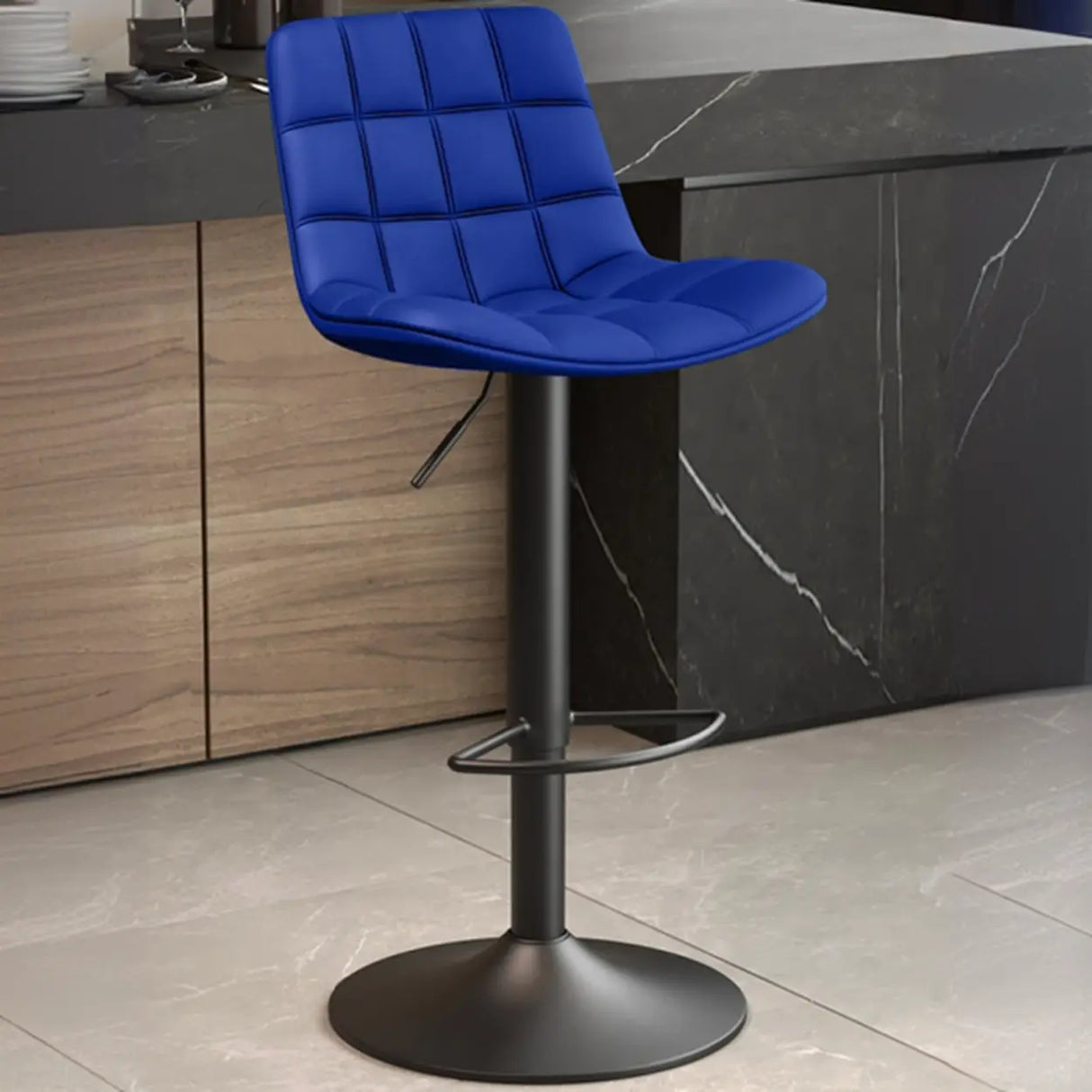 Swivel Faux Leather Saddle Seat Bar Stool with Back Image - 19
