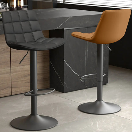 Swivel Faux Leather Saddle Seat Bar Stool with Back Image - 1