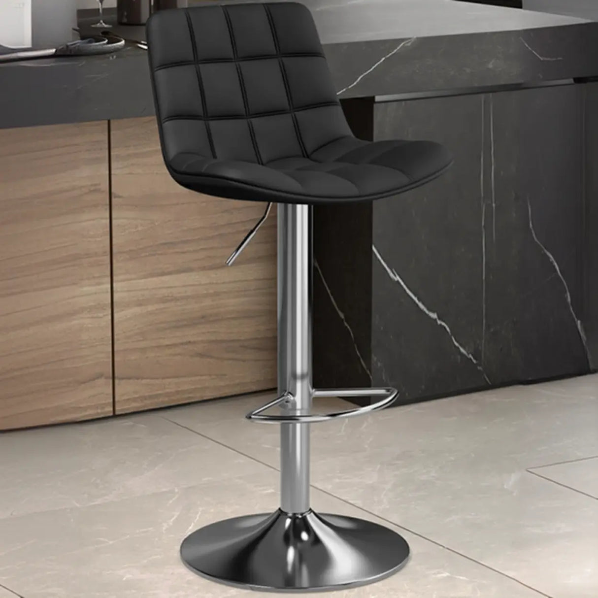 Swivel Faux Leather Saddle Seat Bar Stool with Back Image - 20