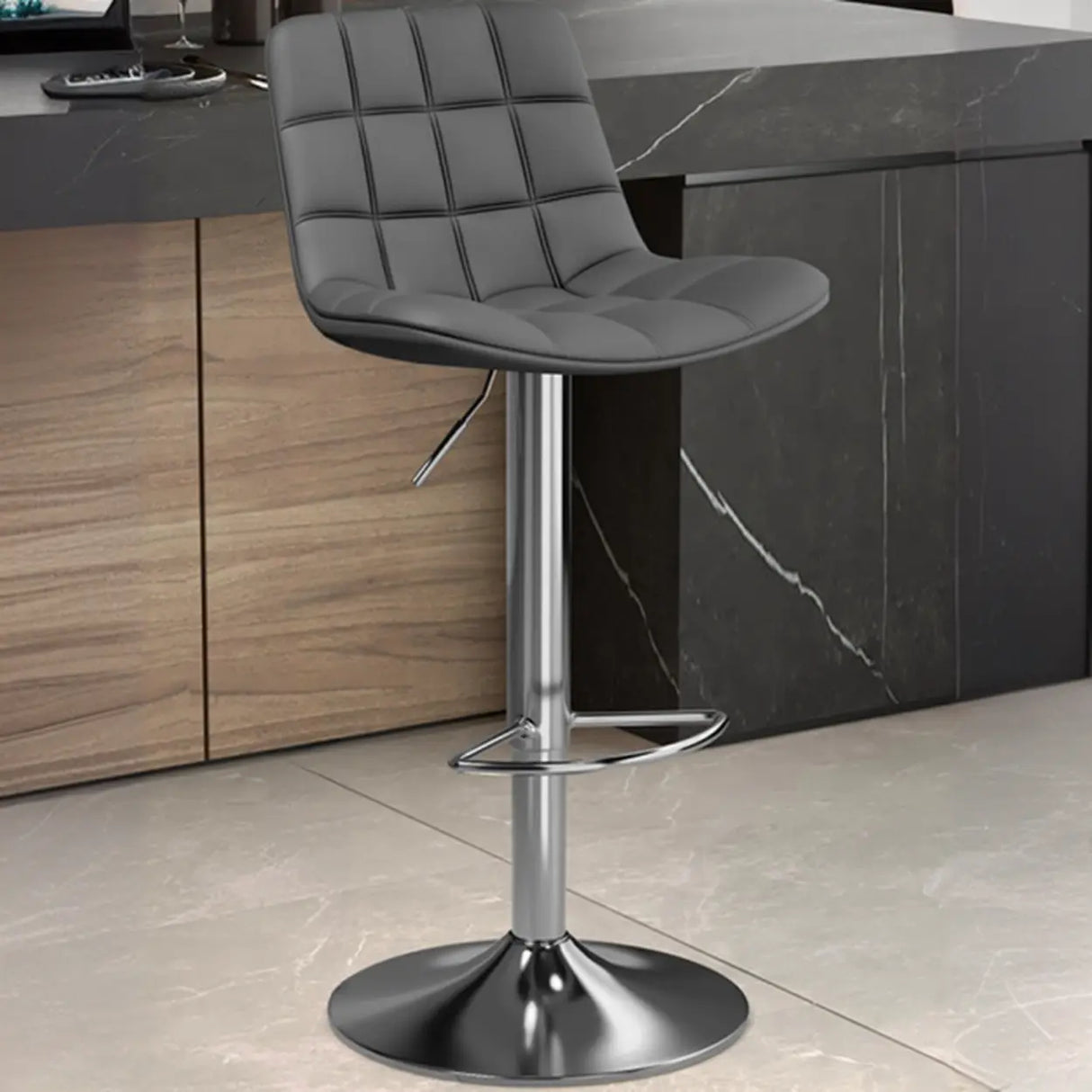 Swivel Faux Leather Saddle Seat Bar Stool with Back Image - 21