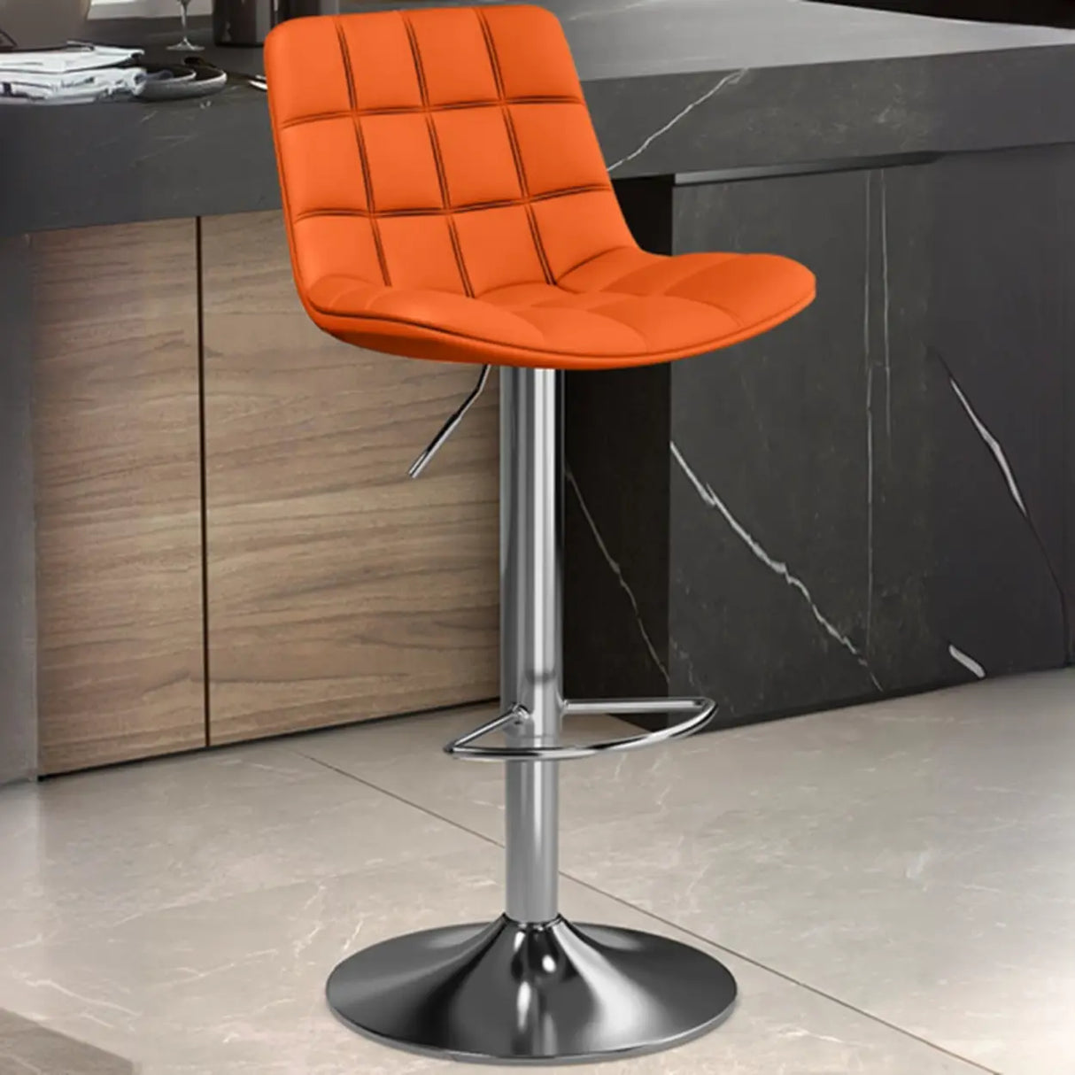 Swivel Faux Leather Saddle Seat Bar Stool with Back Image - 24