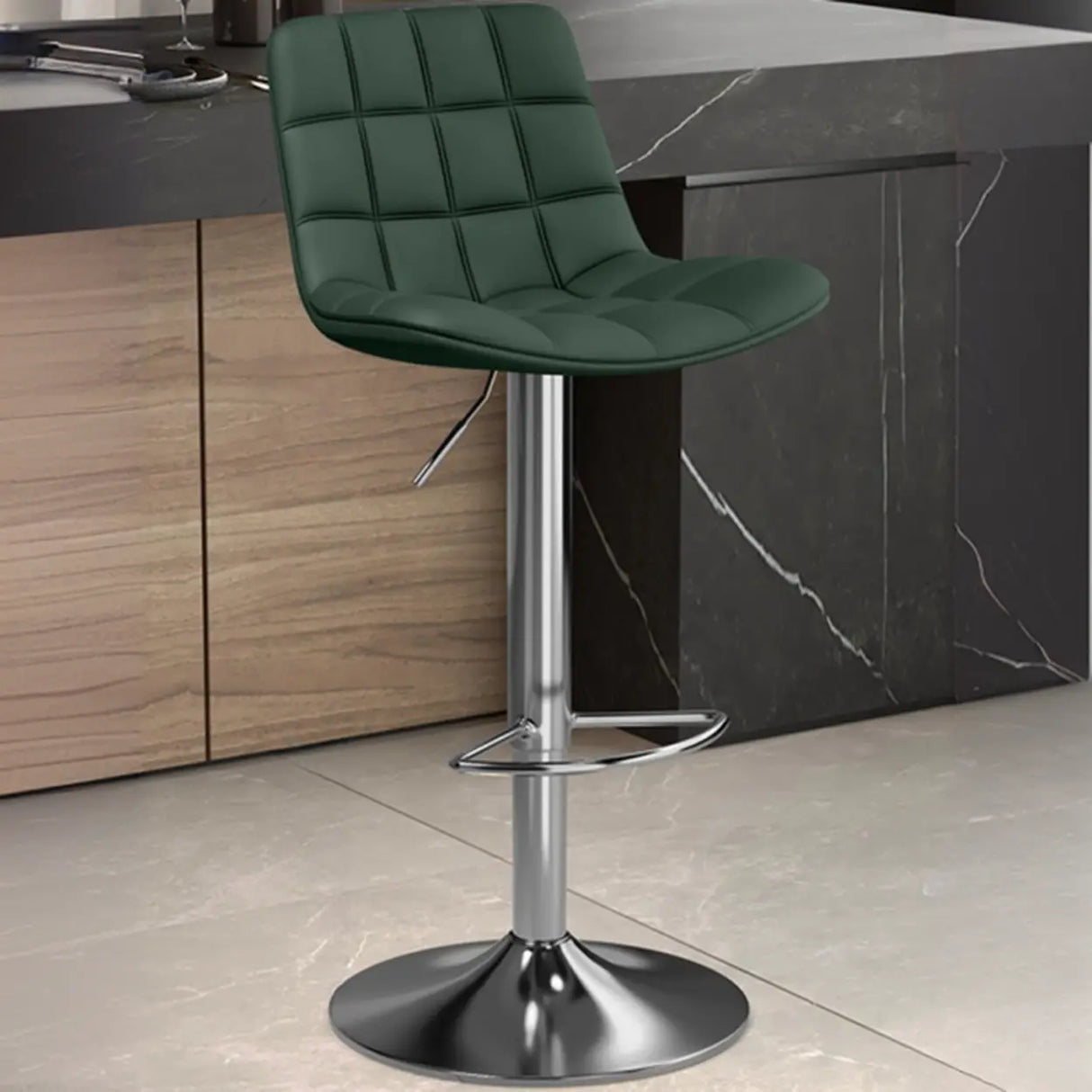 Swivel Faux Leather Saddle Seat Bar Stool with Back Image - 25