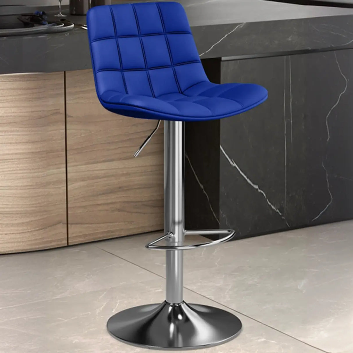 Swivel Faux Leather Saddle Seat Bar Stool with Back Image - 27