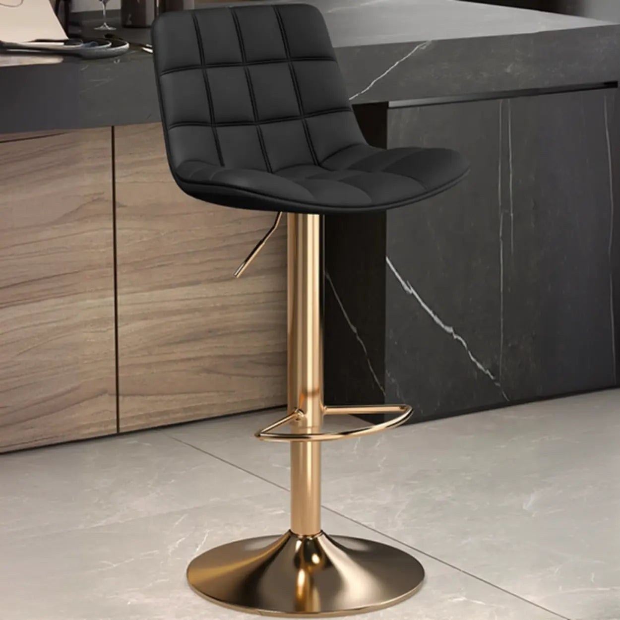 Swivel Faux Leather Saddle Seat Bar Stool with Back Image - 28