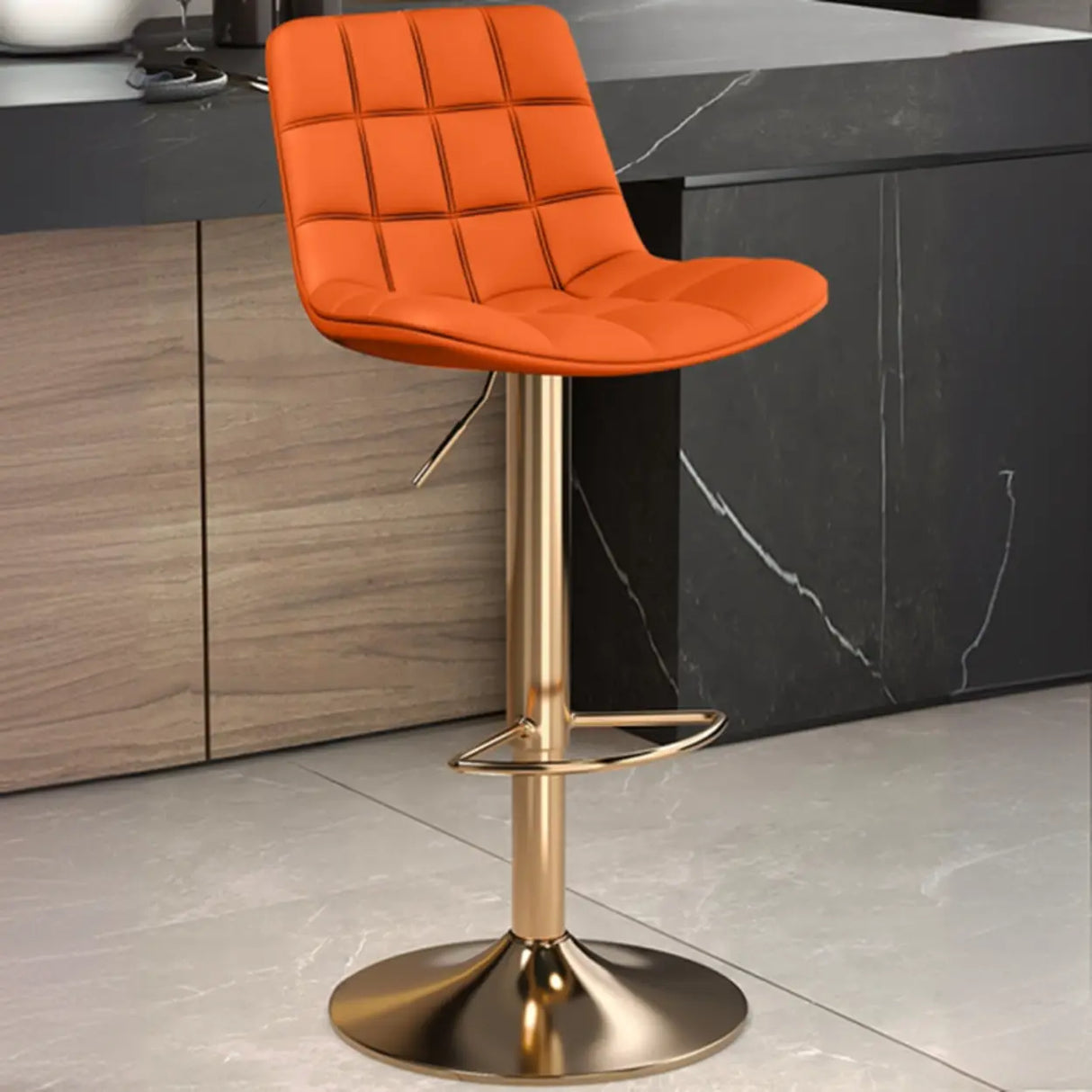 Swivel Faux Leather Saddle Seat Bar Stool with Back Image - 29