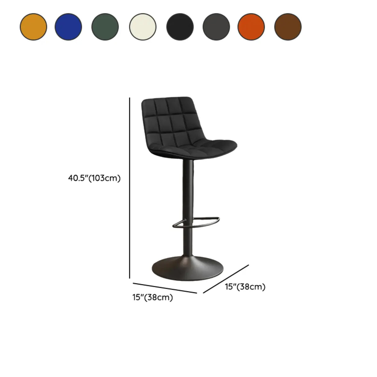 Swivel Faux Leather Saddle Seat Bar Stool with Back