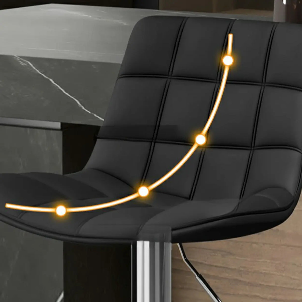 Swivel Faux Leather Saddle Seat Bar Stool with Back Image - 9