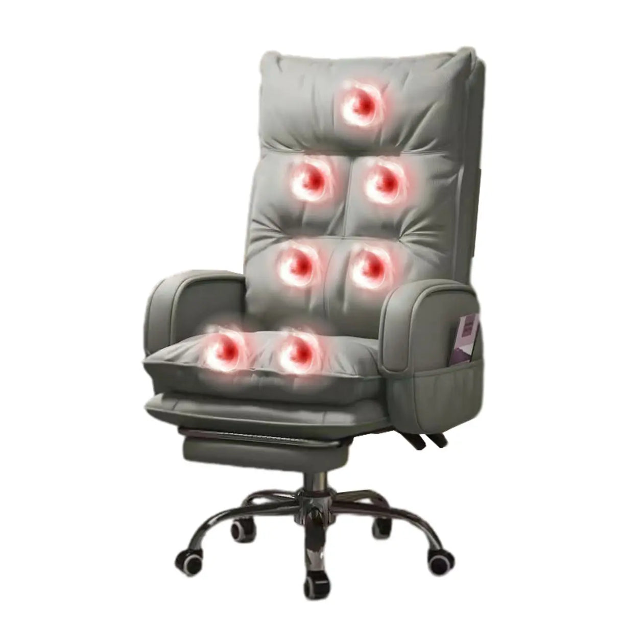 Swivel Fixed Arms Ergonomic Recliner Leather Office Chair Image - 10