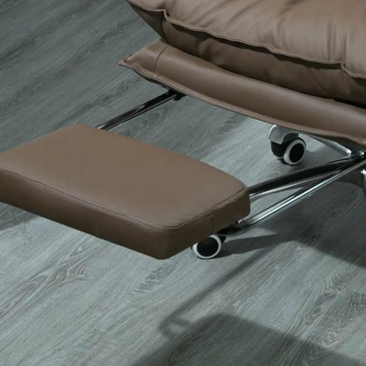 Swivel Fixed Arms Ergonomic Recliner Leather Office Chair Image - 14