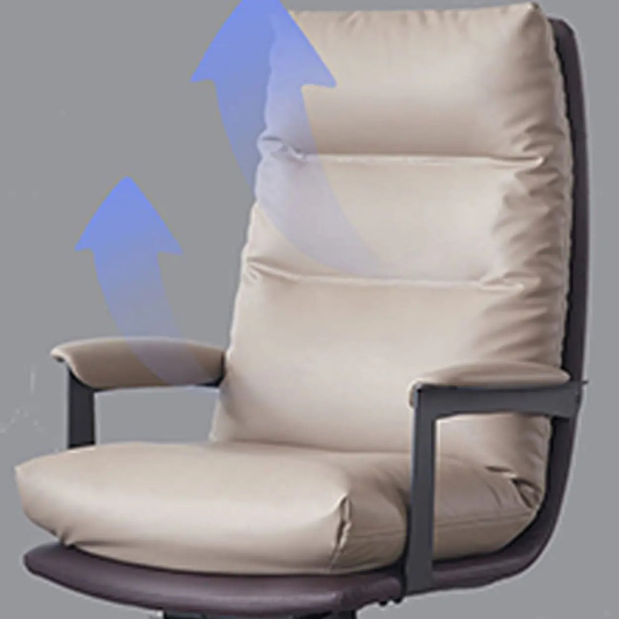 Swivel Gray Steel Frame Leather Office Chair with Wheels Image - 10