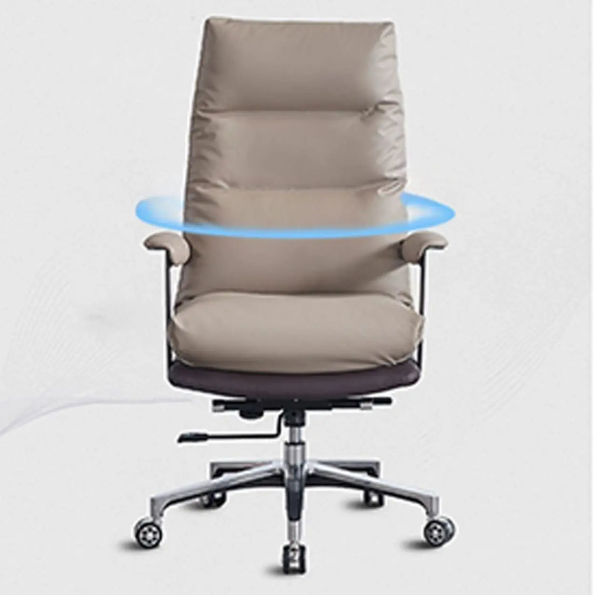 Swivel Gray Steel Frame Leather Office Chair with Wheels Image - 8