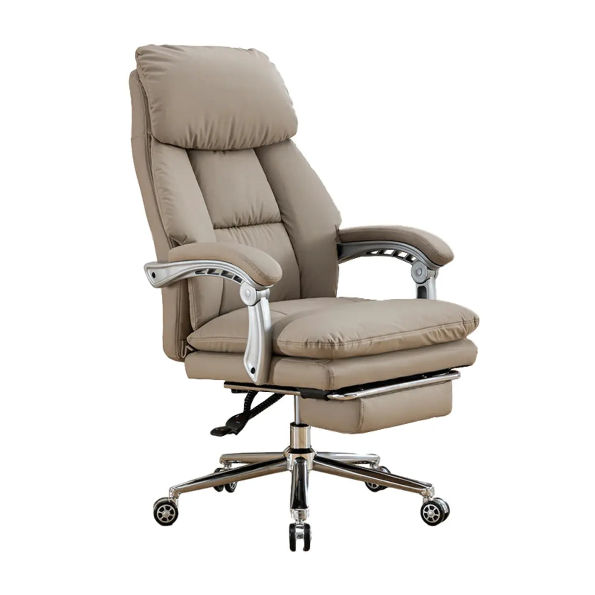 Swivel High-Back Faux Leather Office Chair with Headrest Image - 9