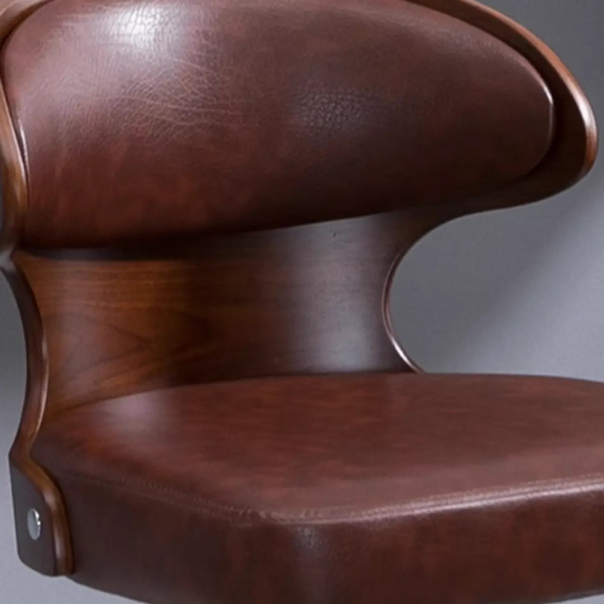 Swivel Leather Curved Back Home Bar Stool with Footrest Image - 11