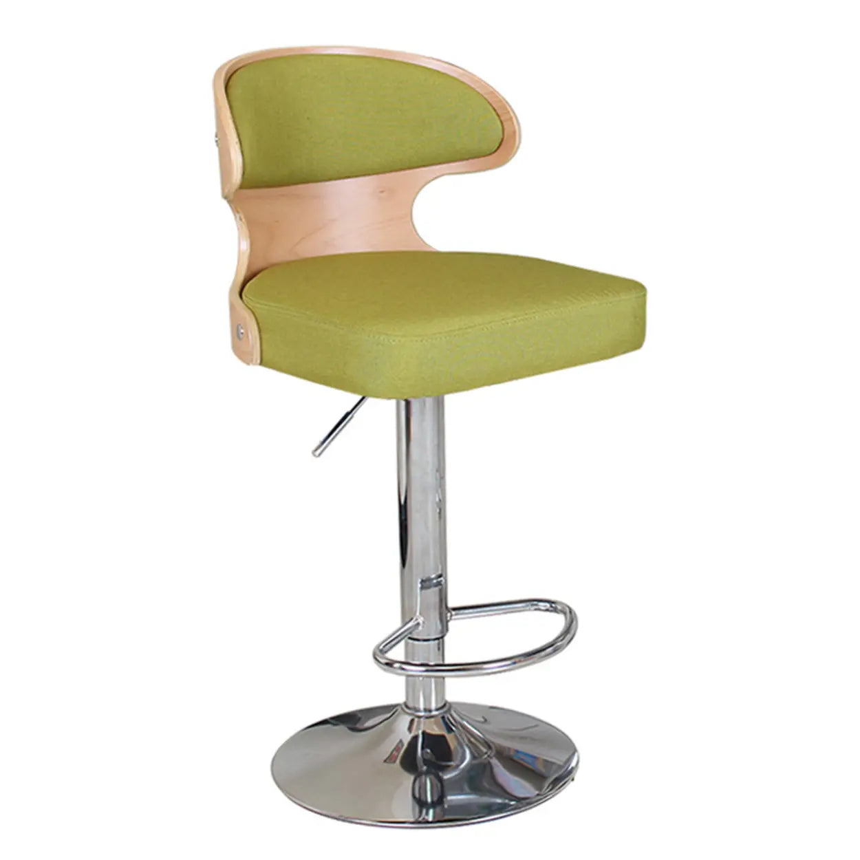 Swivel Leather Curved Back Home Bar Stool with Footrest Image - 12