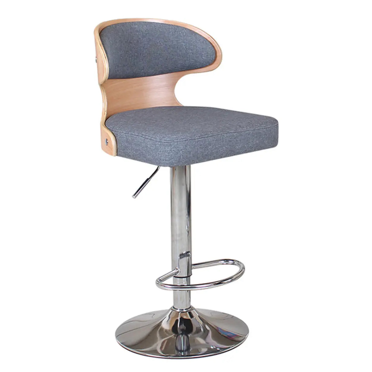 Swivel Leather Curved Back Home Bar Stool with Footrest Image - 14