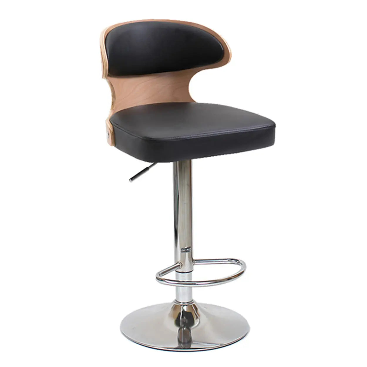 Swivel Leather Curved Back Home Bar Stool with Footrest Image - 17