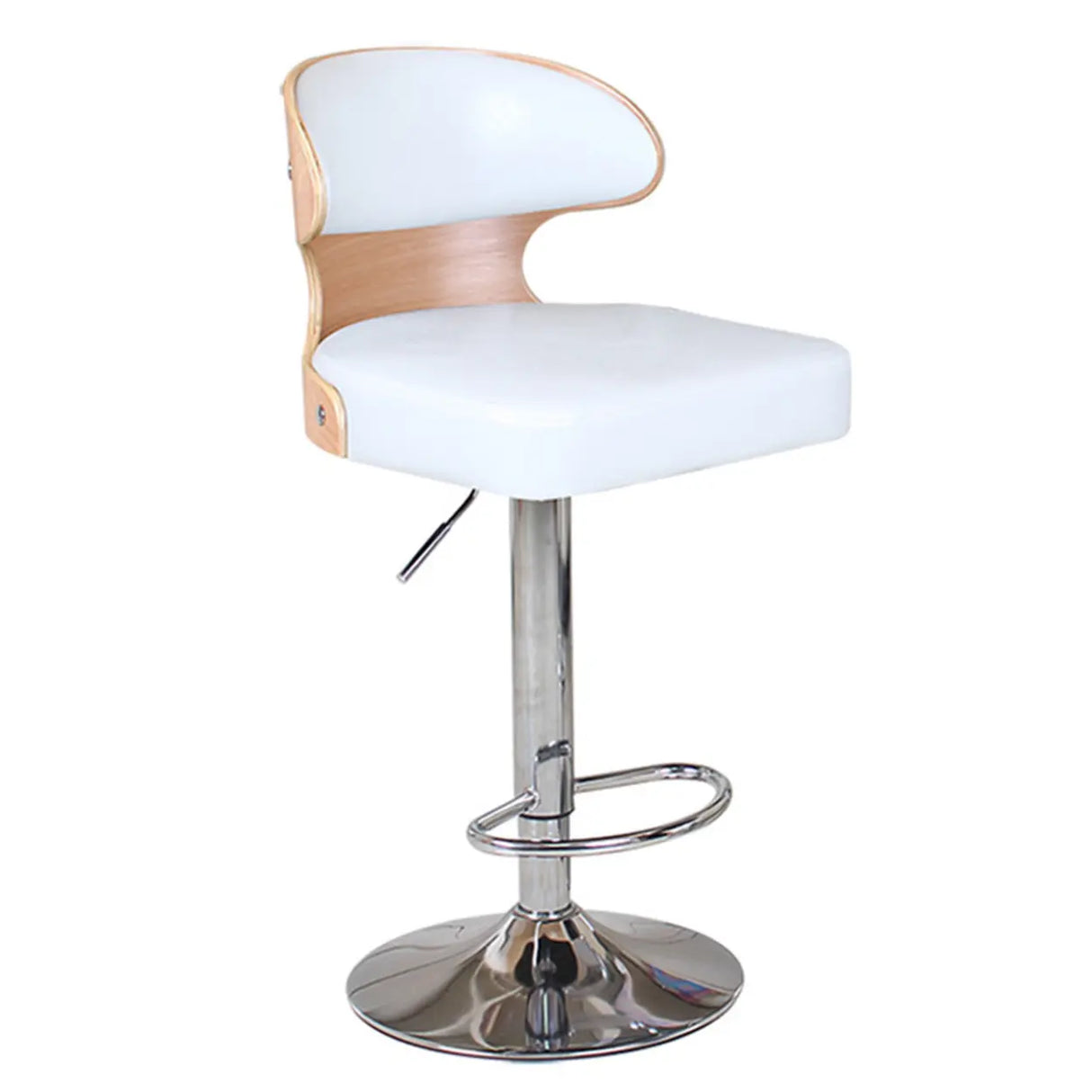 Swivel Leather Curved Back Home Bar Stool with Footrest Image - 18