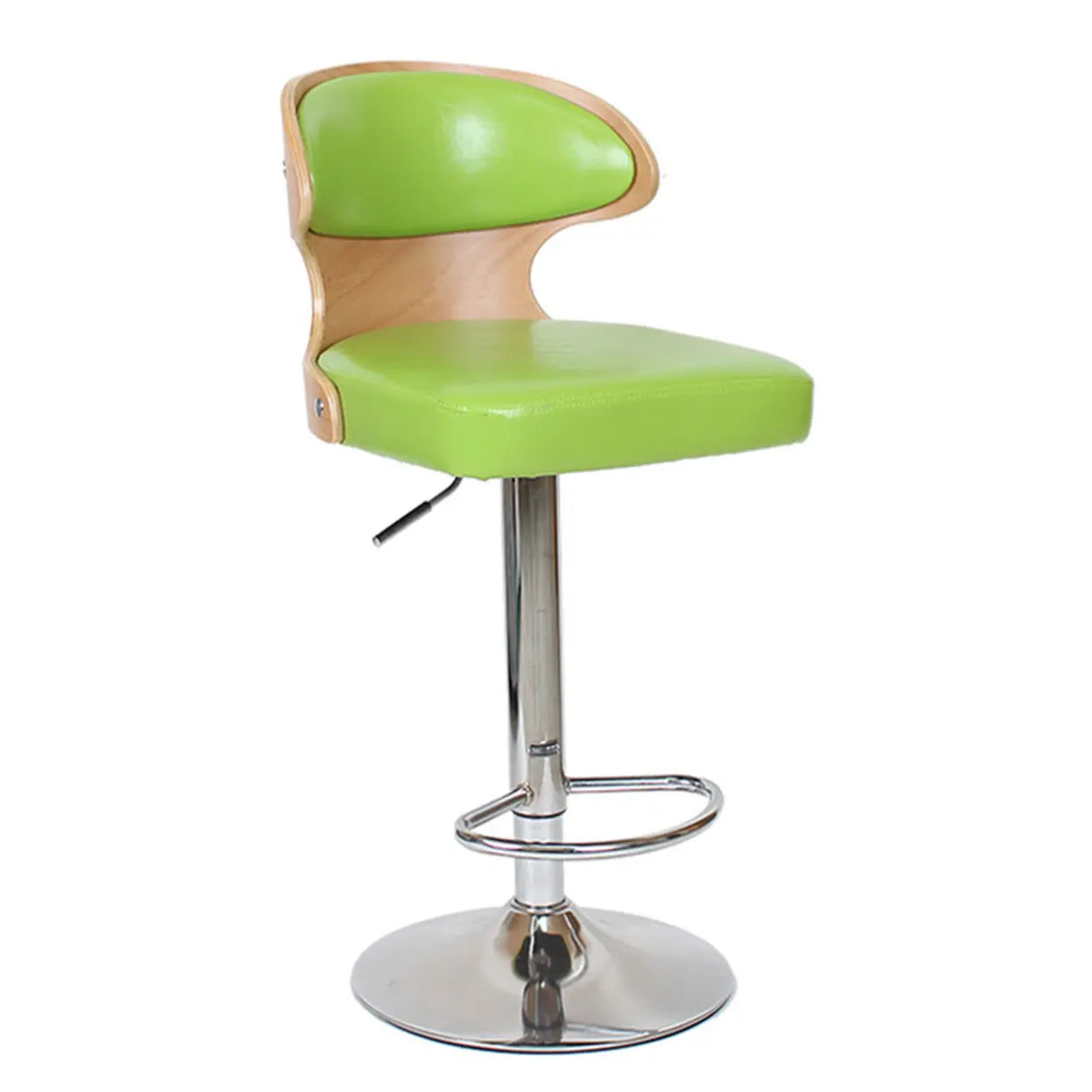 Swivel Leather Curved Back Home Bar Stool with Footrest Image - 19
