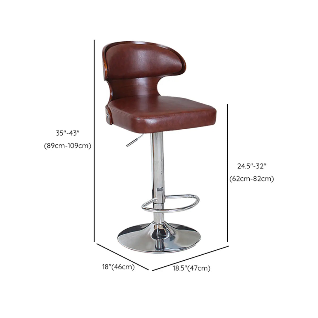 Swivel Leather Curved Back Home Bar Stool with Footrest