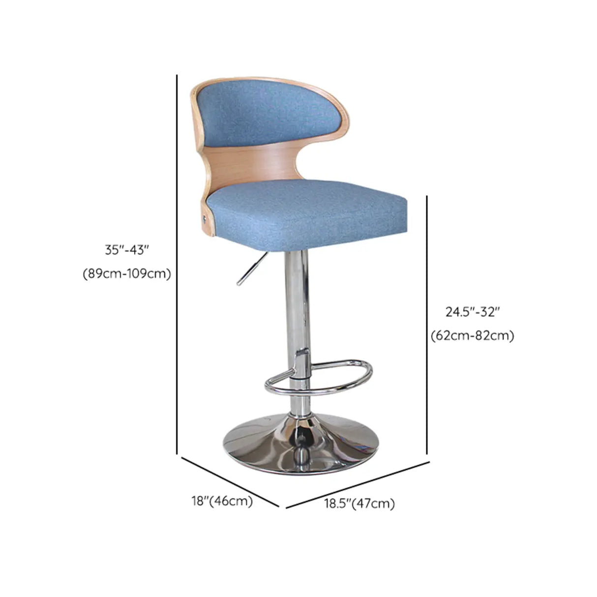 Swivel Leather Curved Back Home Bar Stool with Footrest Image - 22