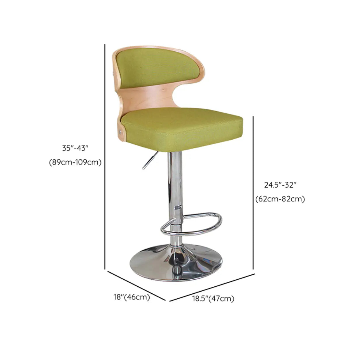 Swivel Leather Curved Back Home Bar Stool with Footrest Image - 23