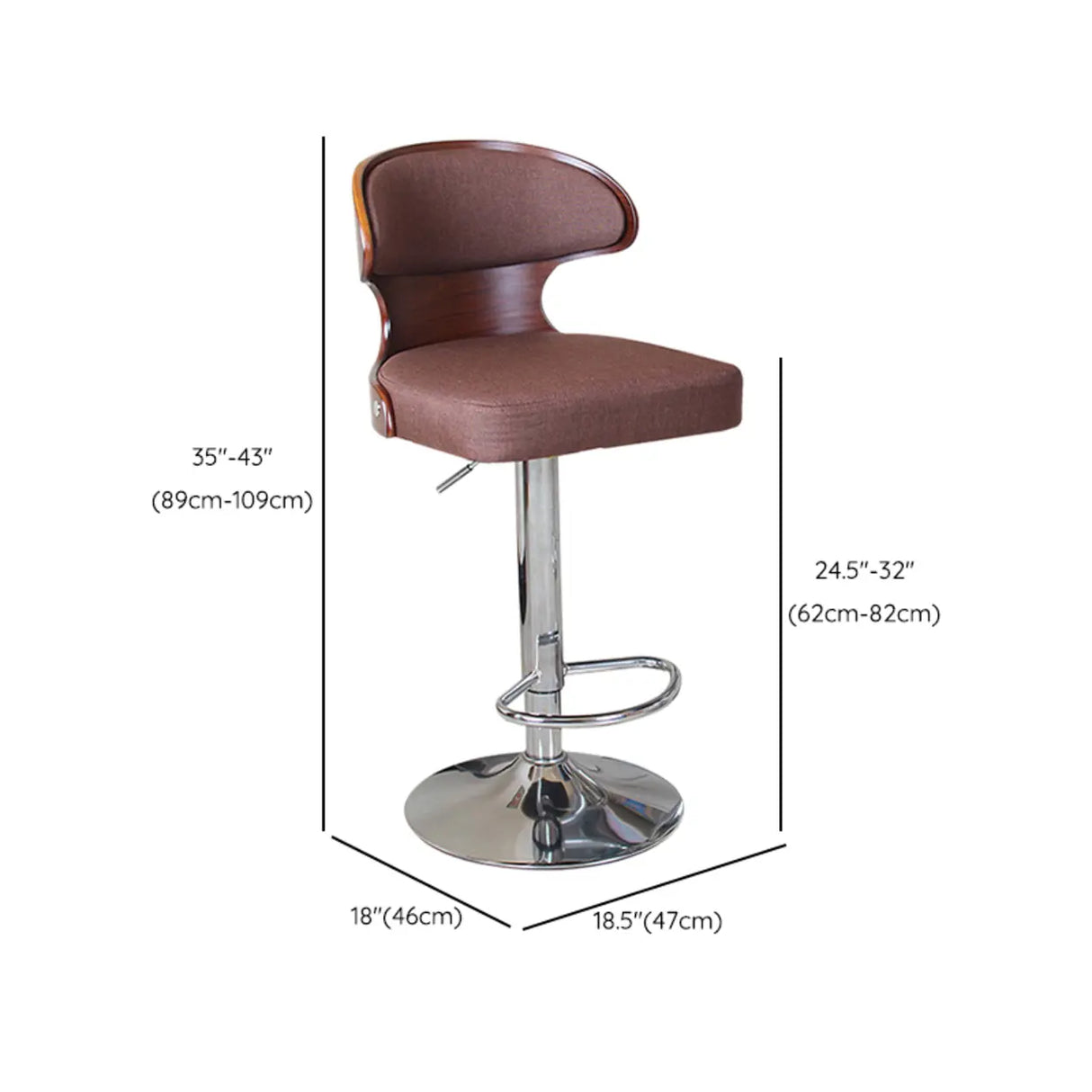 Swivel Leather Curved Back Home Bar Stool with Footrest Image - 24