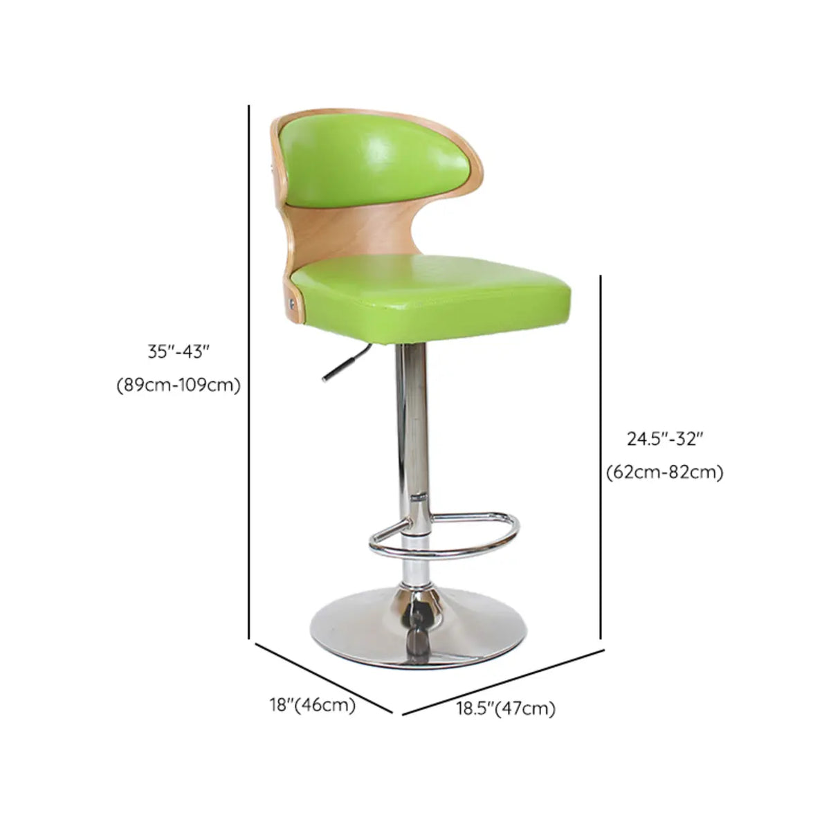 Swivel Leather Curved Back Home Bar Stool with Footrest Image - 27