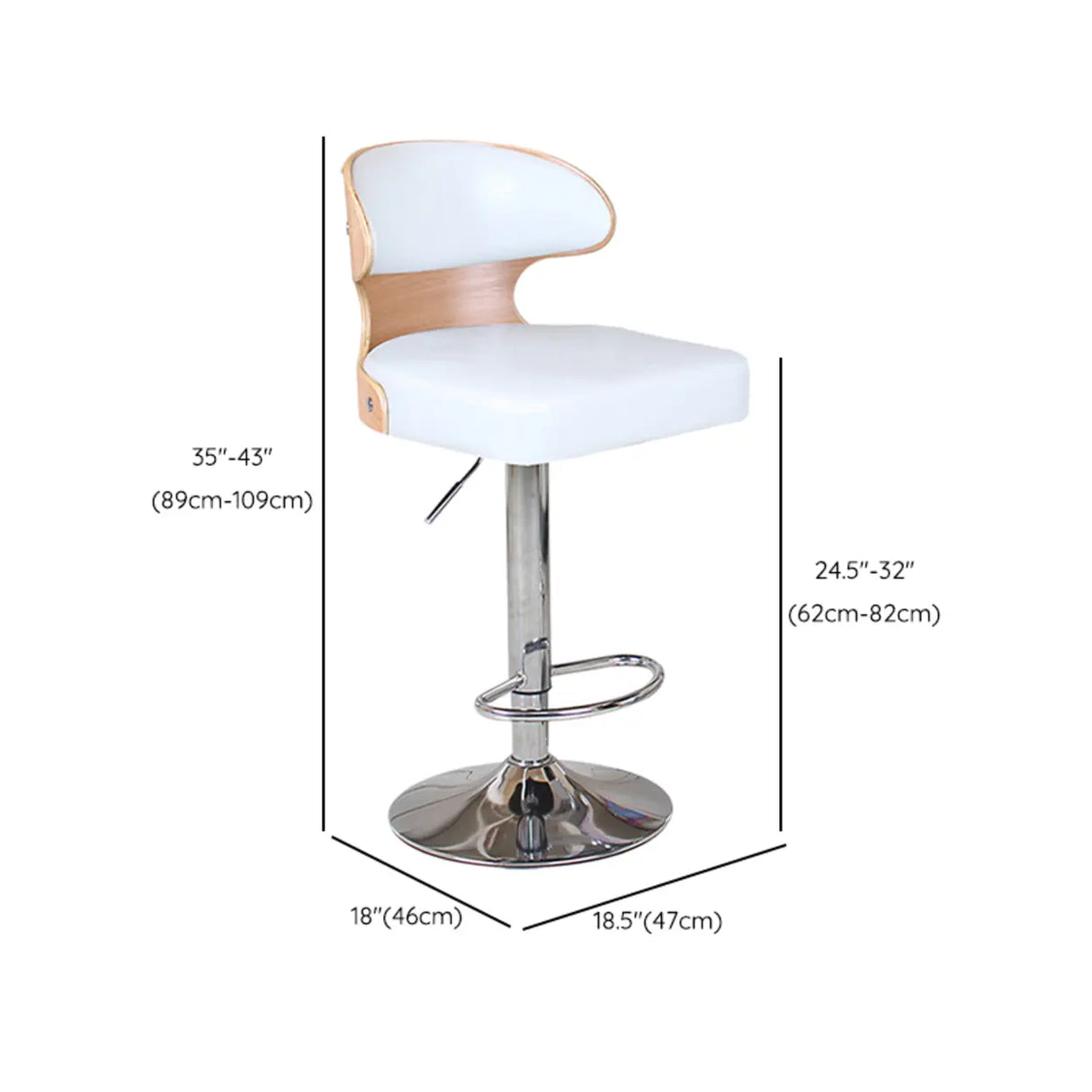 Swivel Leather Curved Back Home Bar Stool with Footrest Image - 28