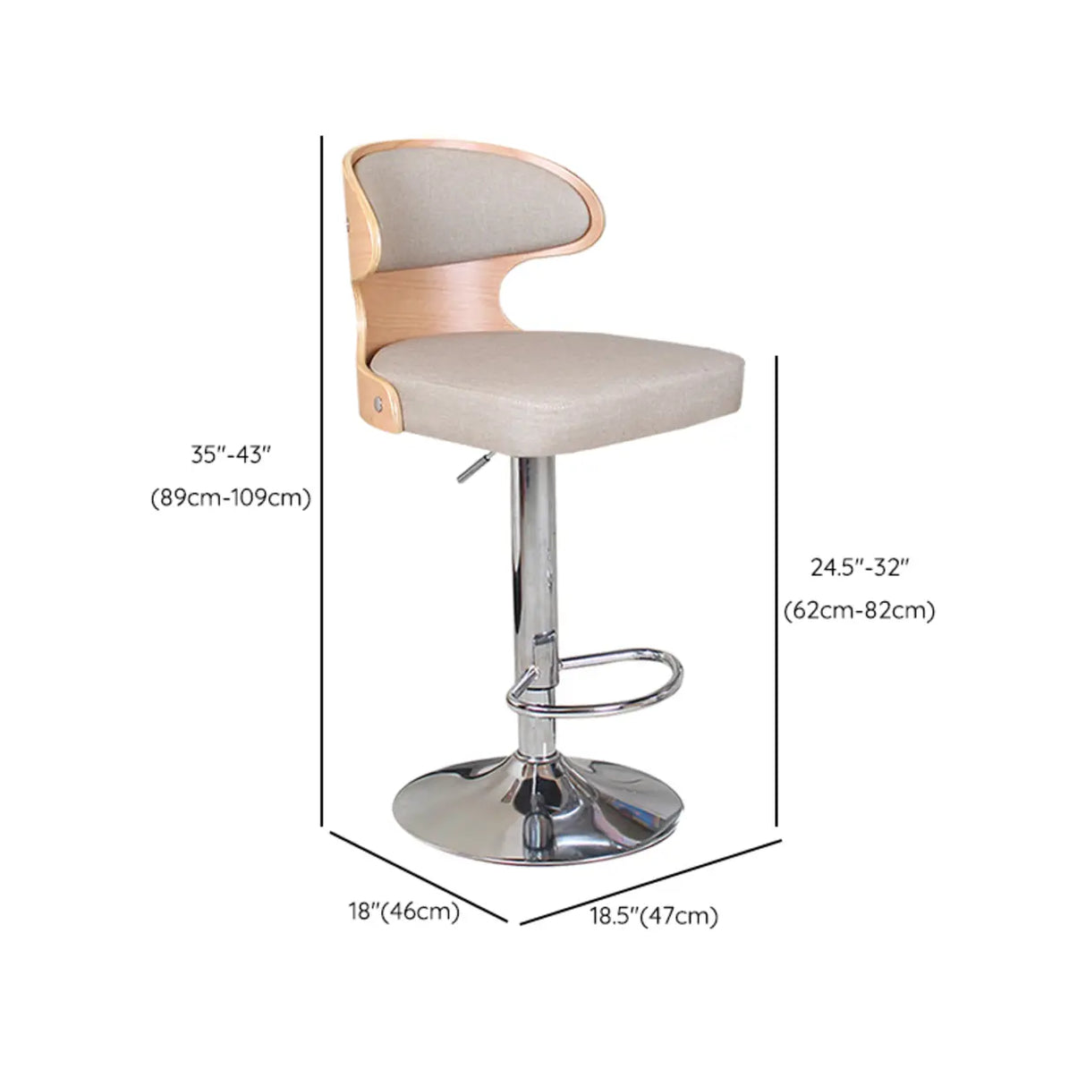 Swivel Leather Curved Back Home Bar Stool with Footrest Image - 29