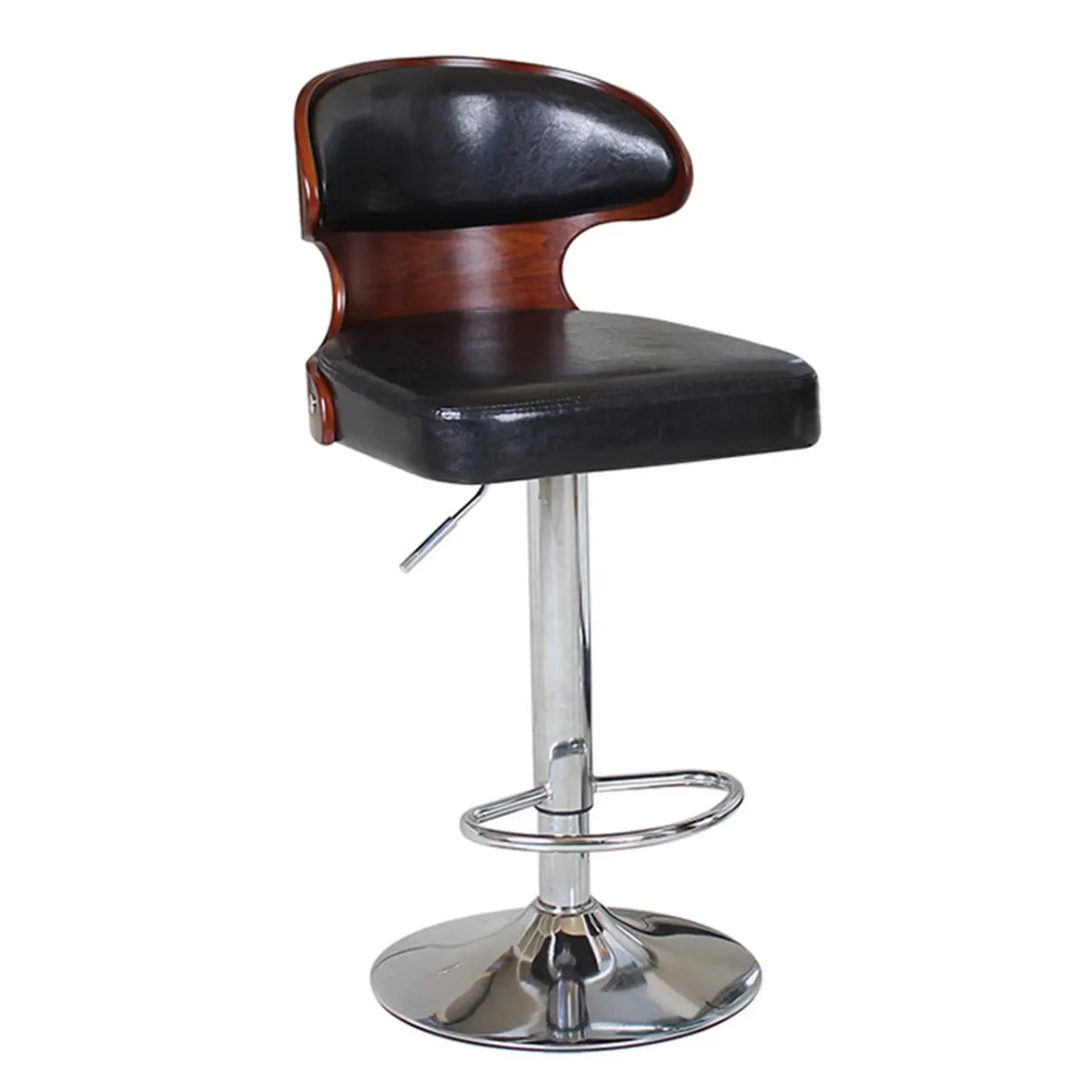 Swivel Leather Curved Back Home Bar Stool with Footrest Image - 2