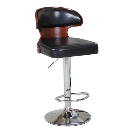 Swivel Leather Curved Back Home Bar Stool with Footrest Image - 2