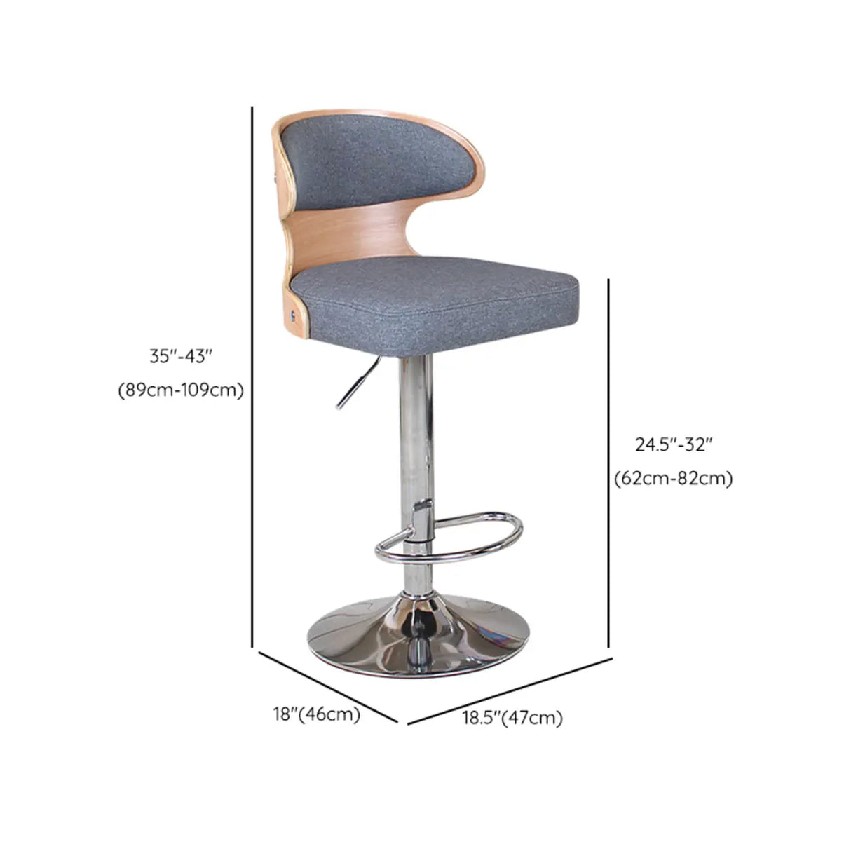 Swivel Leather Curved Back Home Bar Stool with Footrest Image - 32