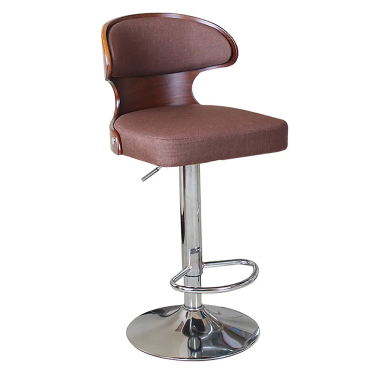 Swivel Leather Curved Back Home Bar Stool with Footrest Image - 6