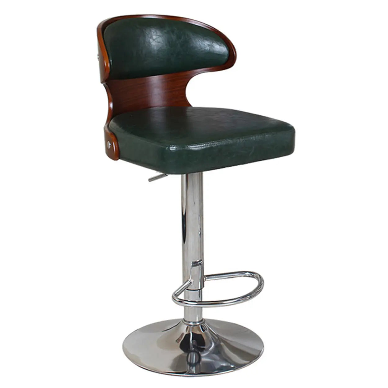 Swivel Leather Curved Back Home Bar Stool with Footrest Image - 7