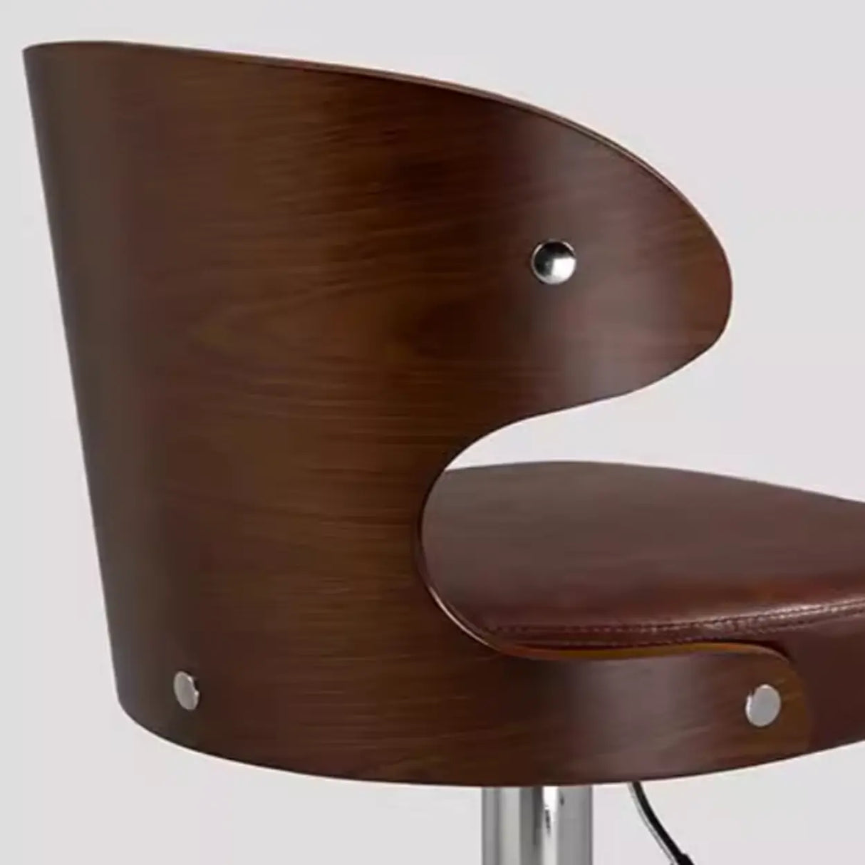 Swivel Leather Curved Back Home Bar Stool with Footrest Image - 8