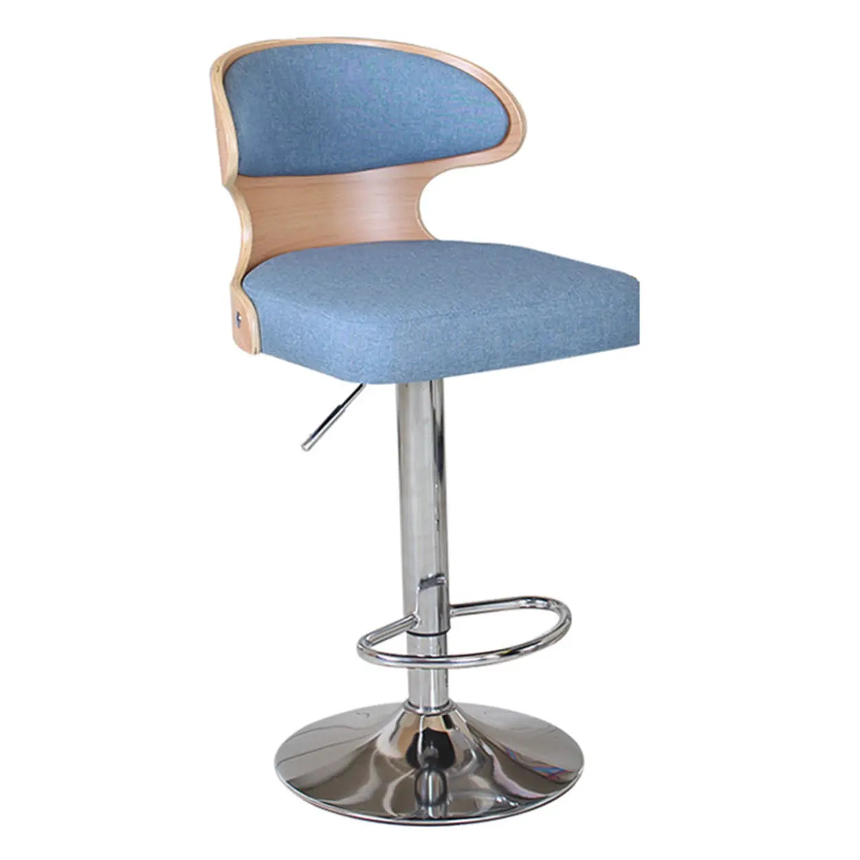 Swivel Leather Curved Back Home Bar Stool with Footrest Image - 9