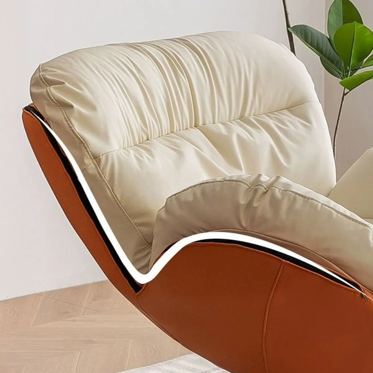 Swivel Leather Ergonomic Accent Chair with Ottoman Image - 13