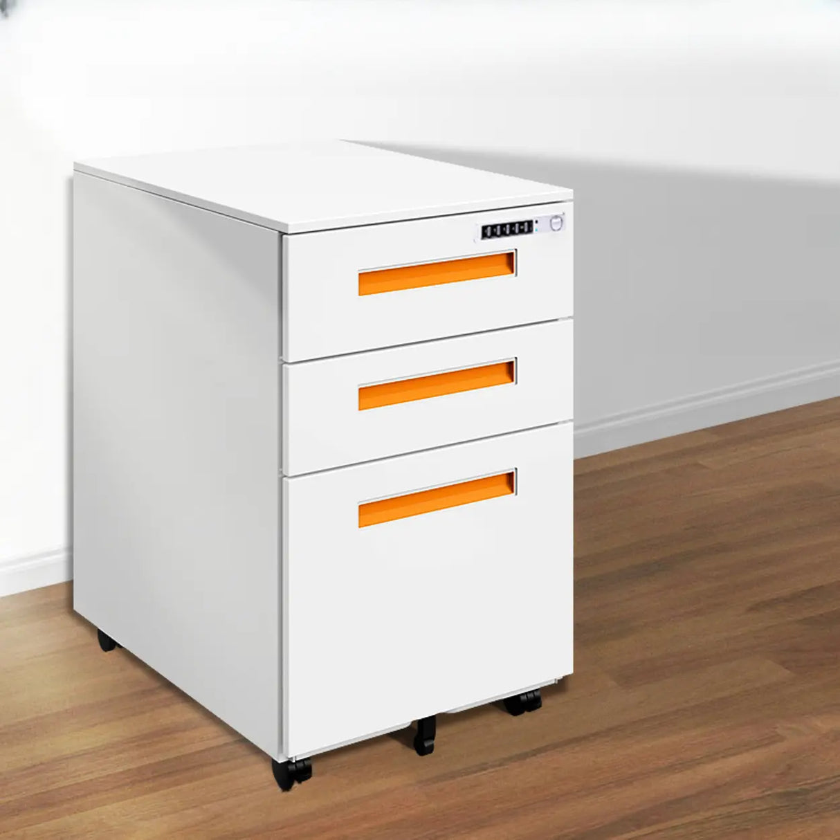 Swivel Metal Under Desk Vertical White Filing Cabinet Image - 6