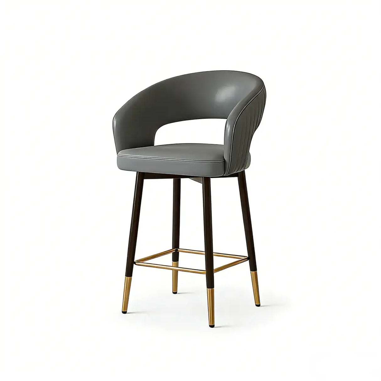 Swivel Modern Leather Open Back Upholstered Counter Stool Image - 15