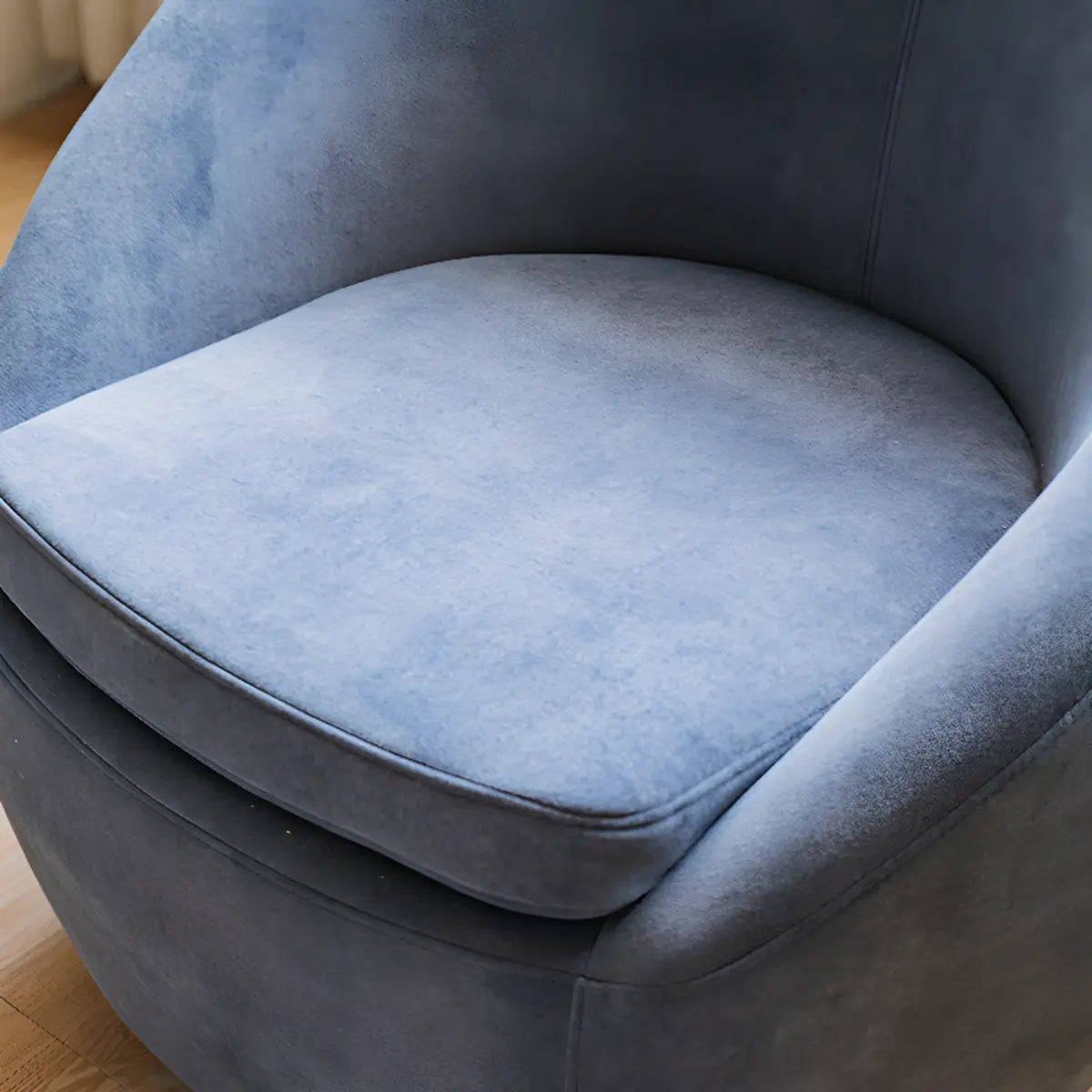 Swivel mOff-White Baby Fleece Fixed Back Barrel Chair Image - 10