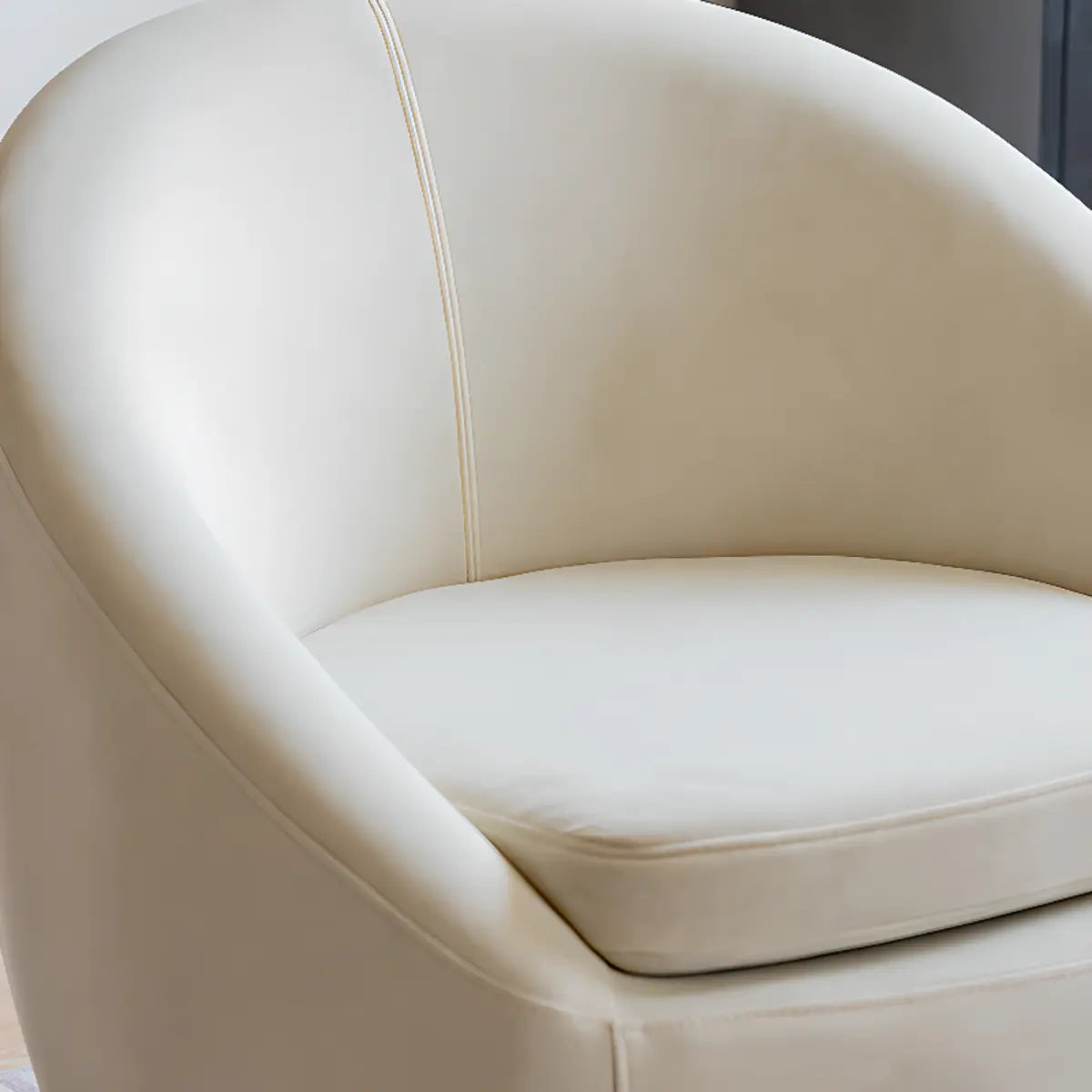 Swivel mOff-White Baby Fleece Fixed Back Barrel Chair Image - 11