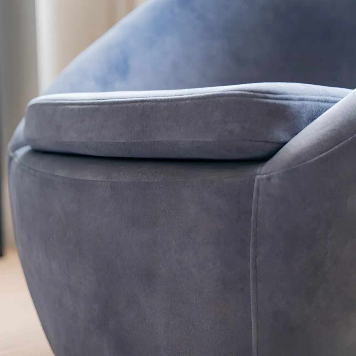 Swivel mOff-White Baby Fleece Fixed Back Barrel Chair Image - 13