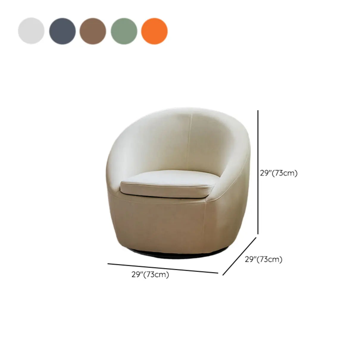 Swivel mOff-White Baby Fleece Fixed Back Barrel Chair