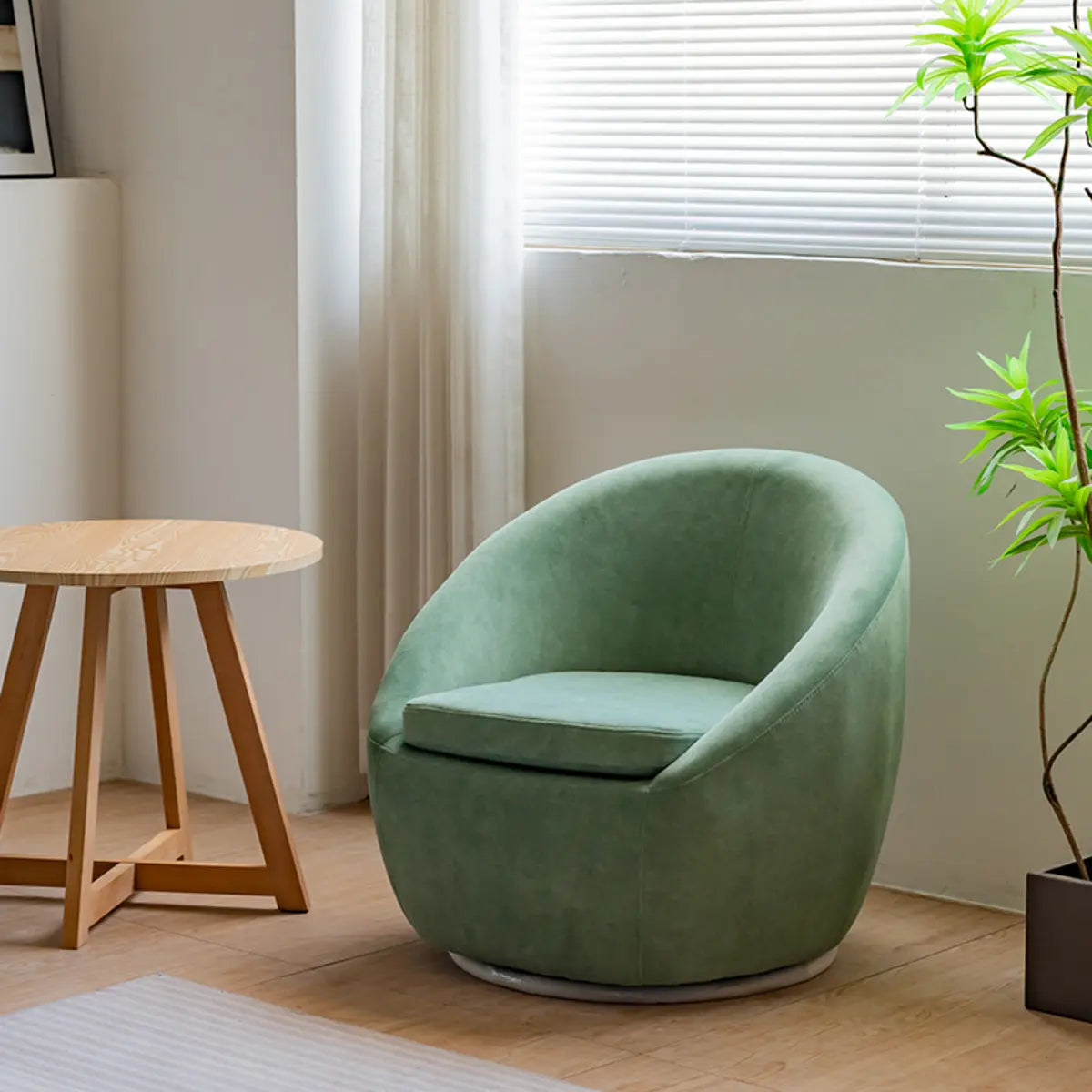 Swivel mOff-White Baby Fleece Fixed Back Barrel Chair Image - 7