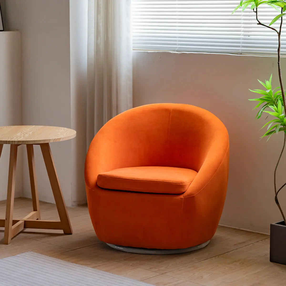 Swivel mOff-White Baby Fleece Fixed Back Barrel Chair Image - 9