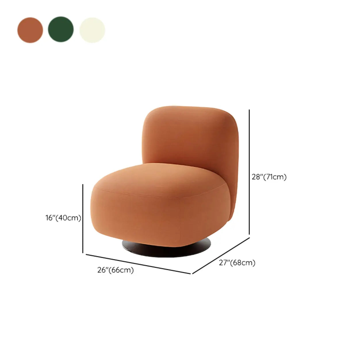 Swivel Orange-Red Fade Resistant Mid-Back Slipper Chair