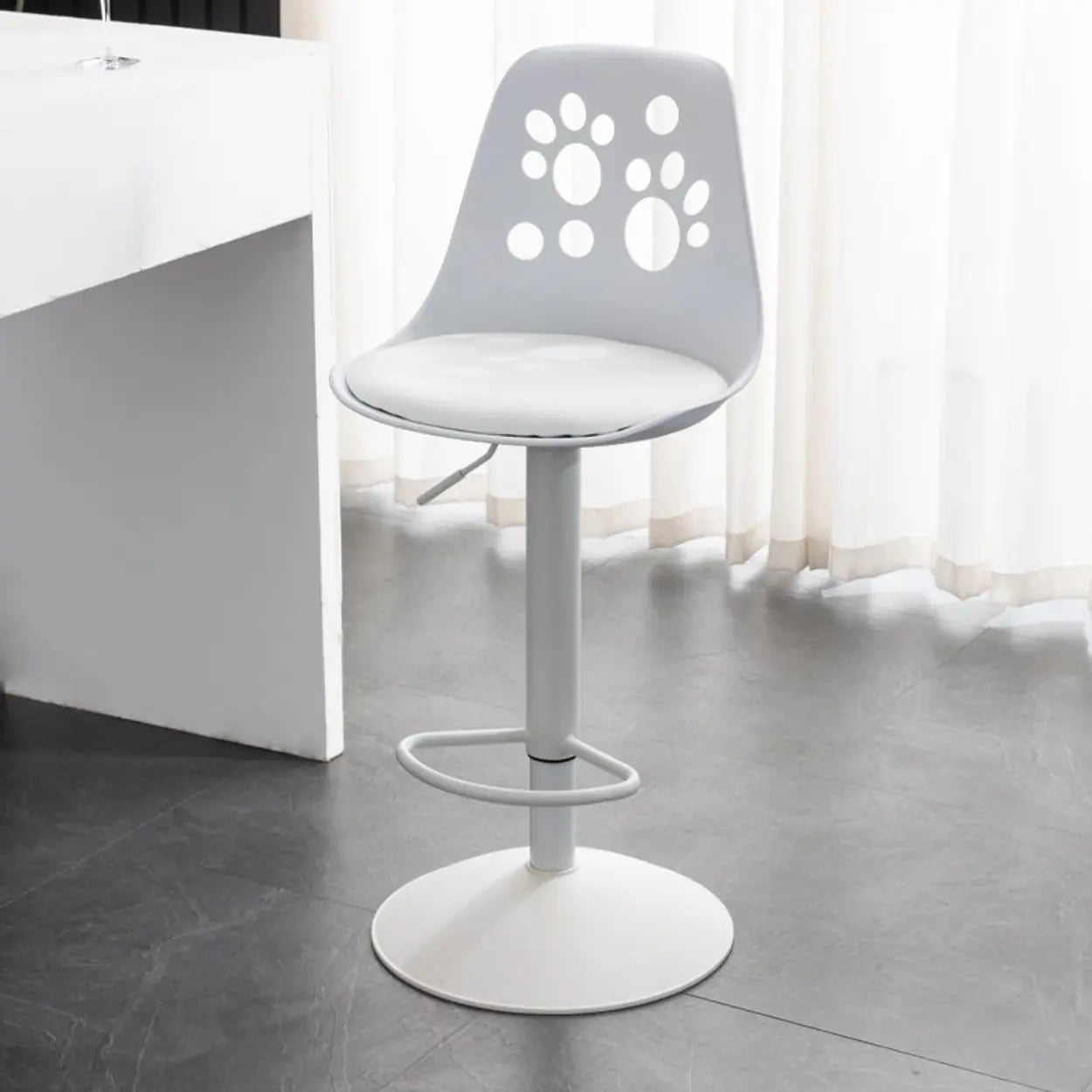 Swivel Paw-Shaped Full Back Bucket Leather Bar Stool Image - 27