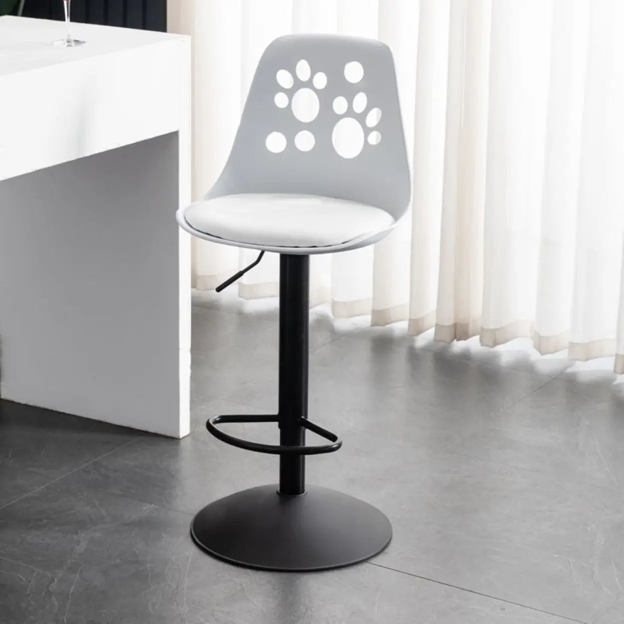 Swivel Paw-Shaped Full Back Bucket Leather Bar Stool Image - 28