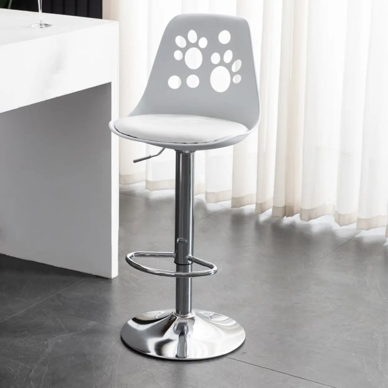 Swivel Paw-Shaped Full Back Bucket Leather Bar Stool Image - 29